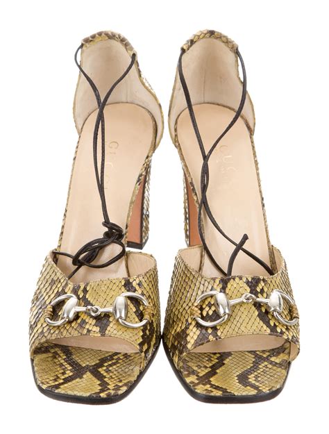 gucci heels sandal|Gucci snakeskin sandals.